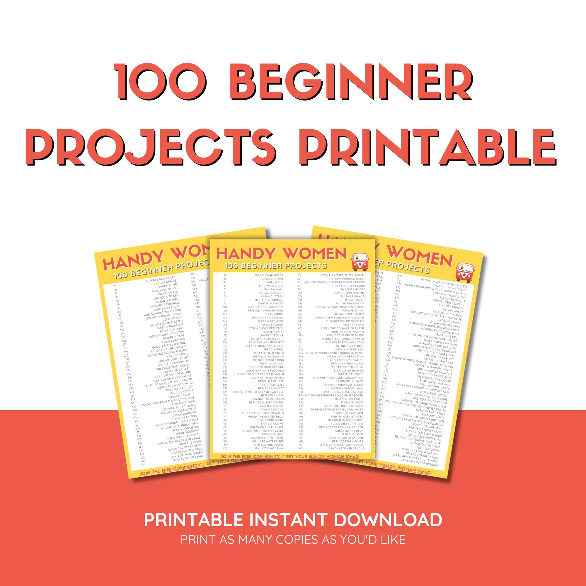 Handy Women 100 Beginner Projects - DIGITAL DOWNLOAD