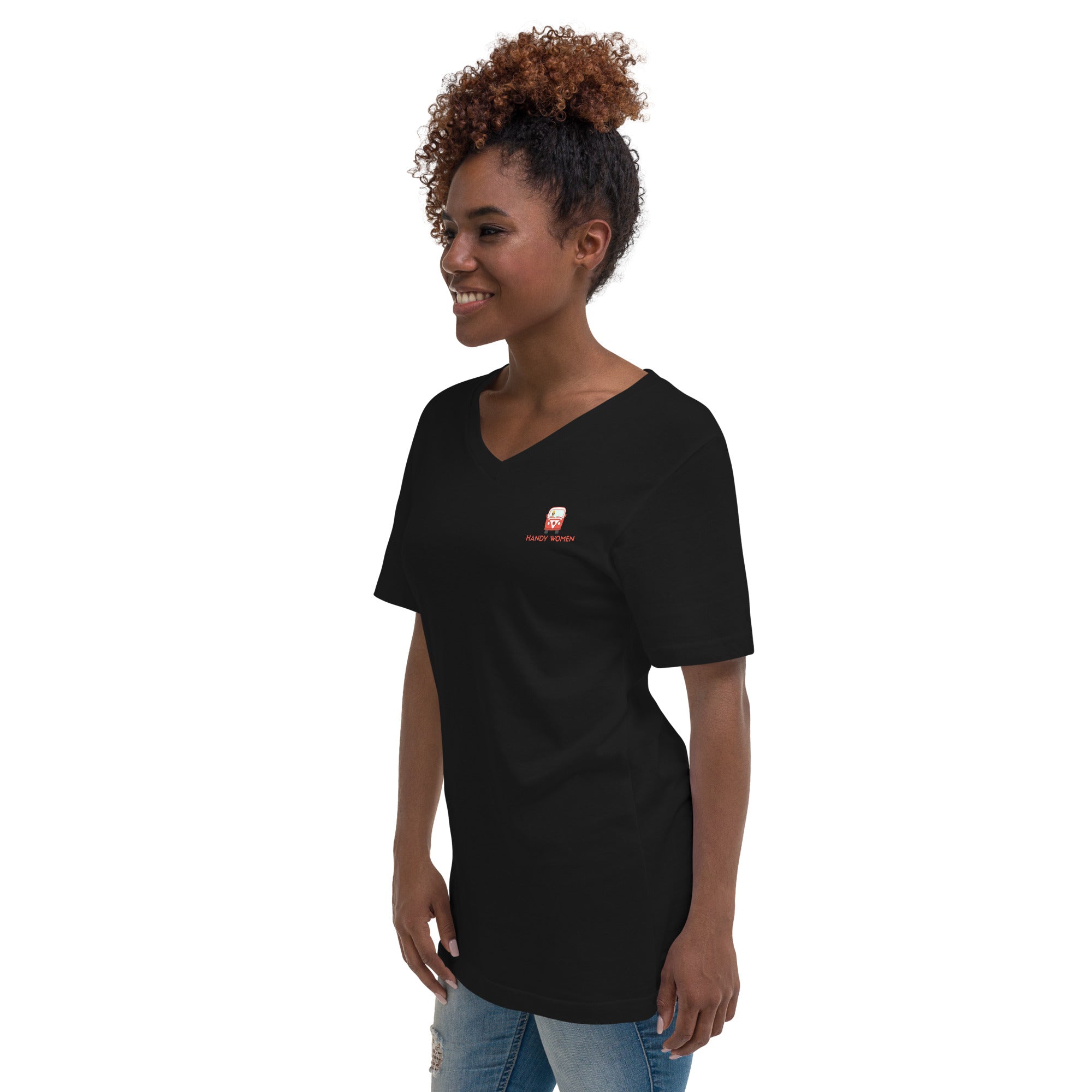 Handy Women Small Logo Unisex Short Sleeve V-Neck T-Shirt