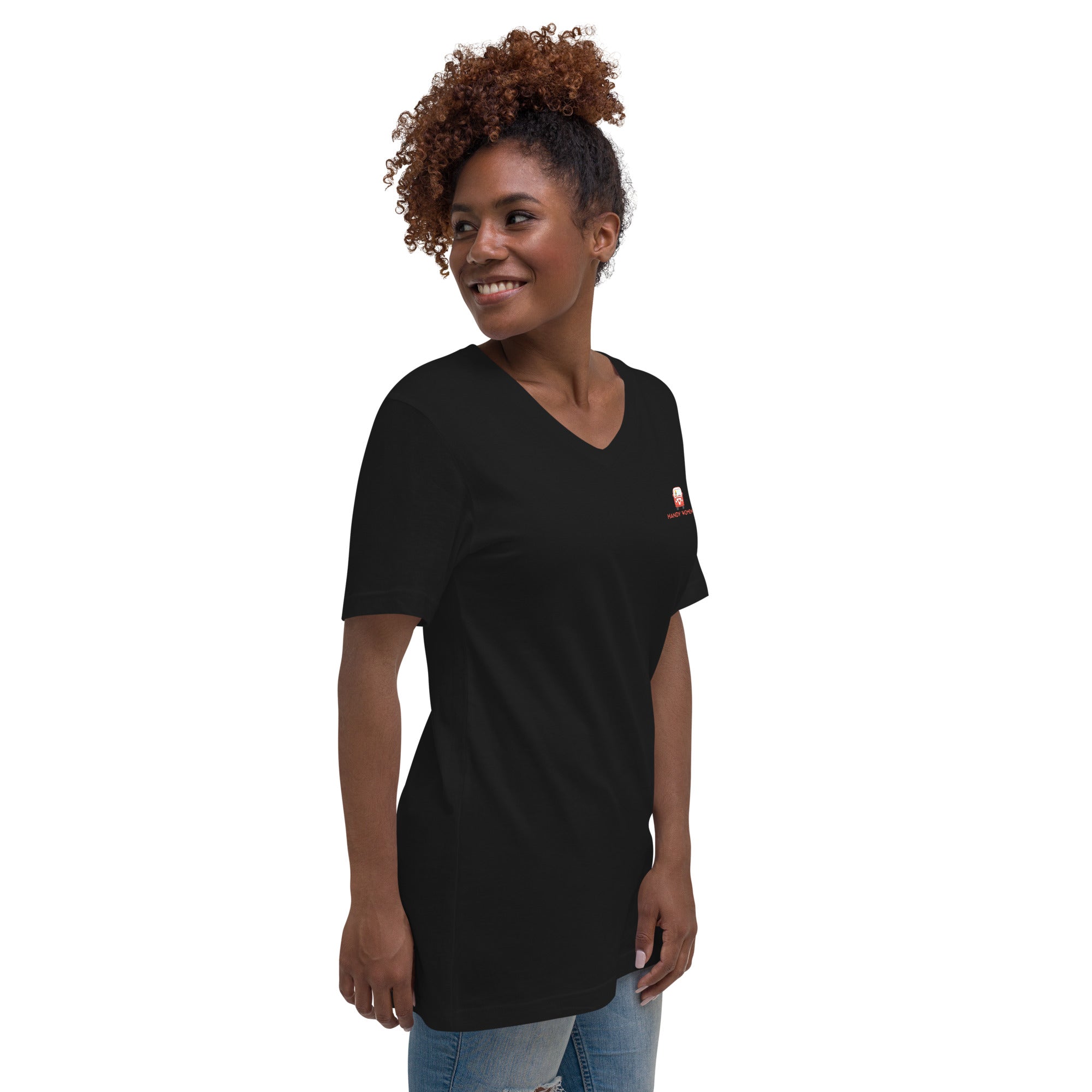 Handy Women Small Logo Unisex Short Sleeve V-Neck T-Shirt