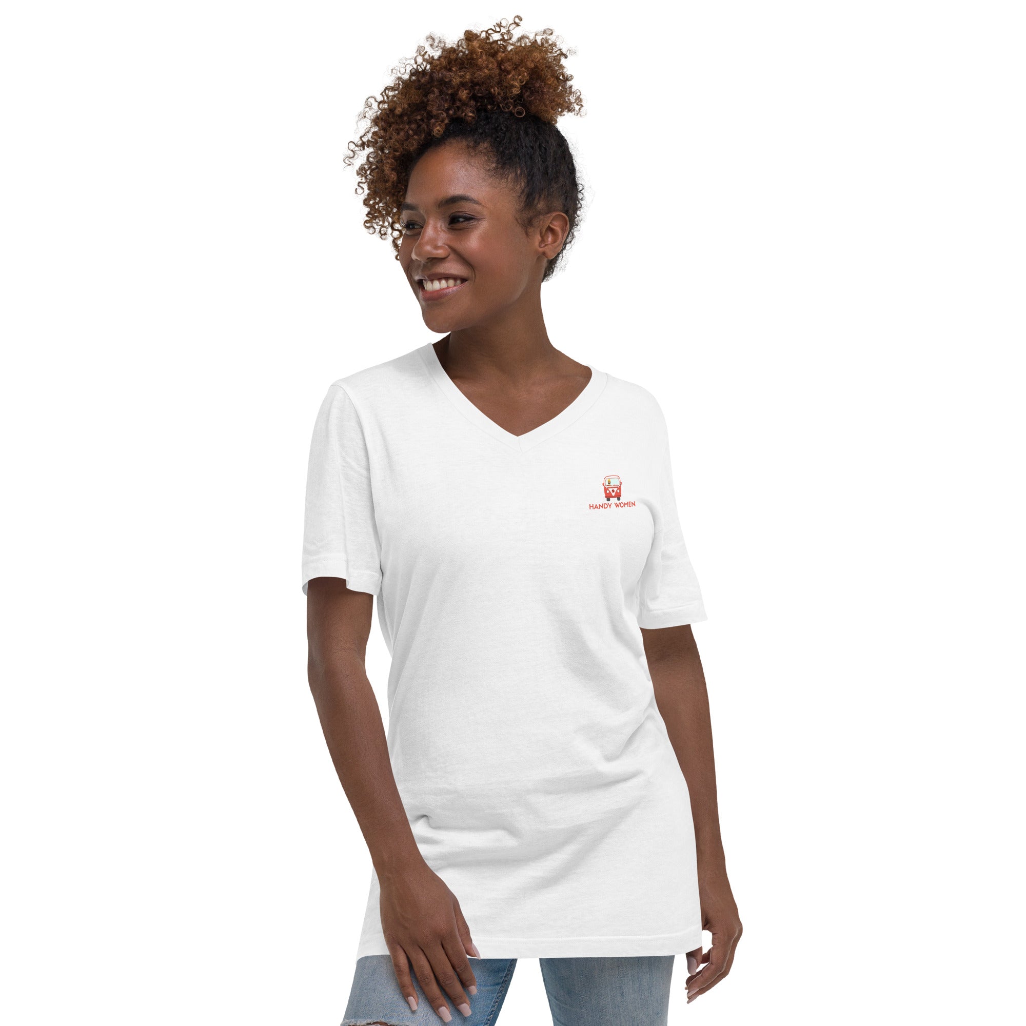 Handy Women Small Logo Unisex Short Sleeve V-Neck T-Shirt