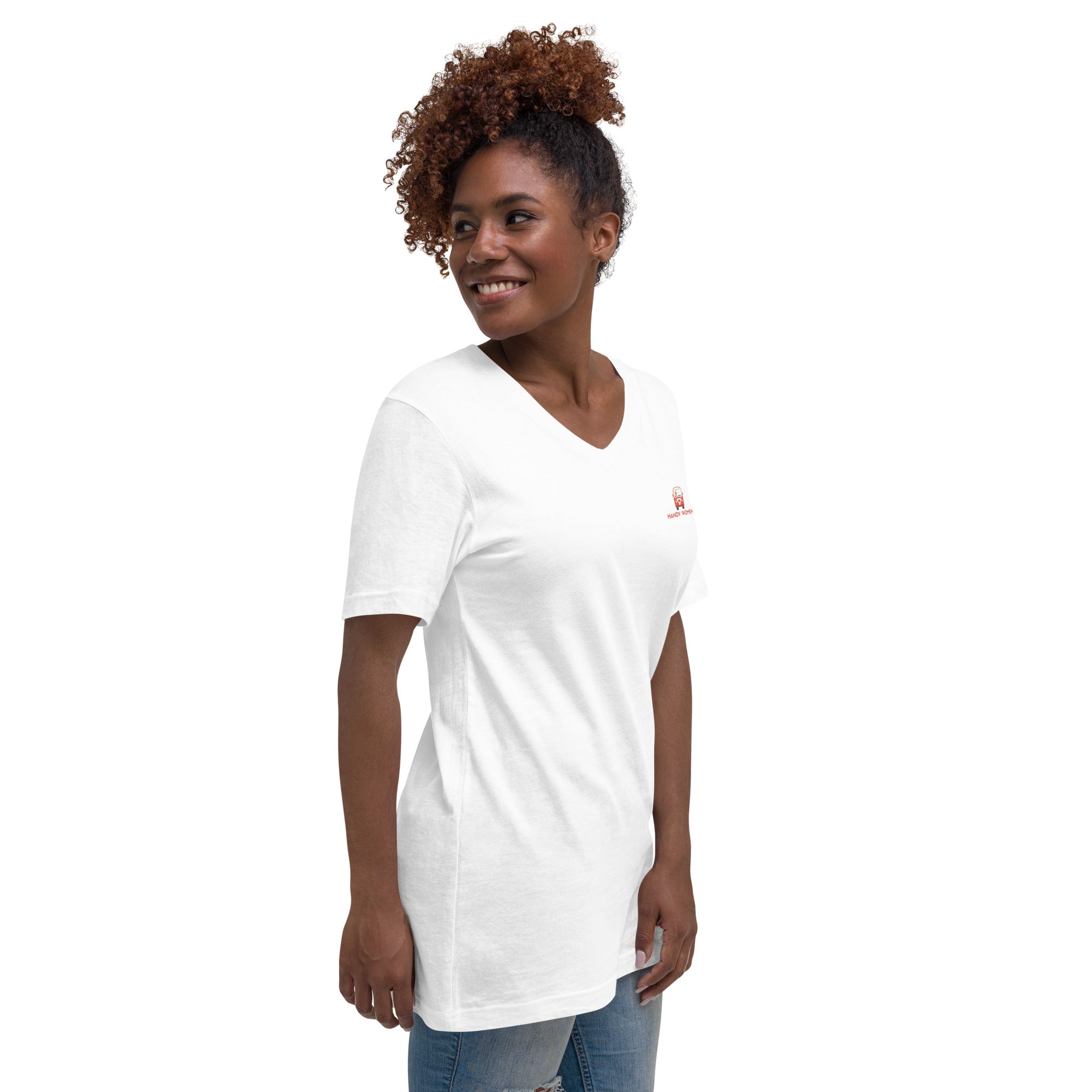 Handy Women Small Logo Unisex Short Sleeve V-Neck T-Shirt