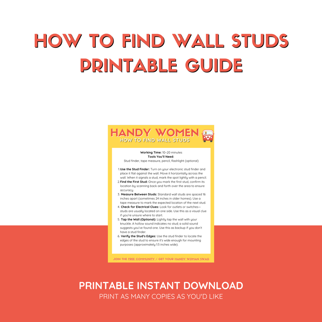 How to Find Wall Studs - Printable Guide