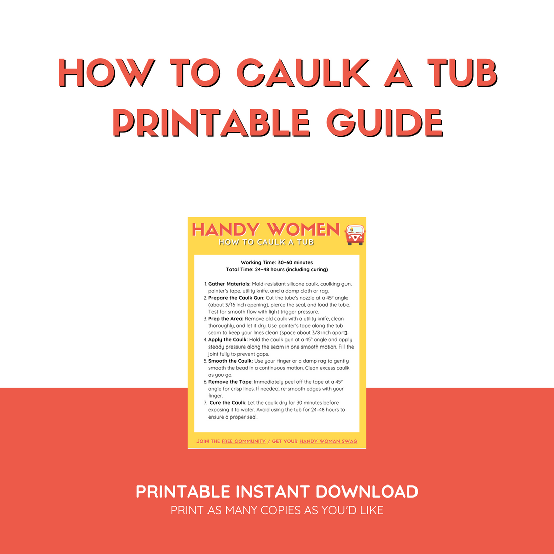 How To Caulk A Tub - Printable Guide