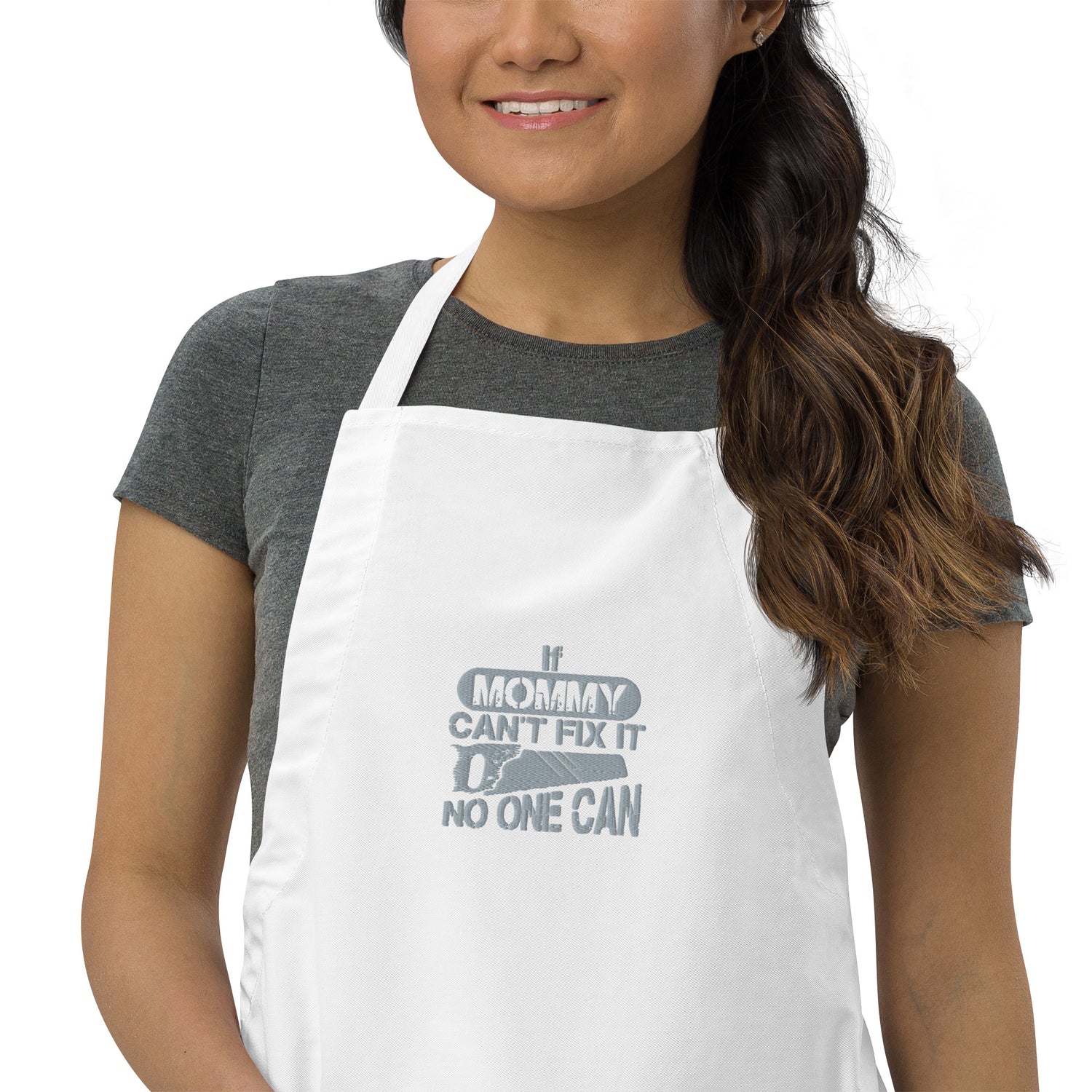 Embroidered White Apron With Chef Hat / Chef Mommy Apron / Chef