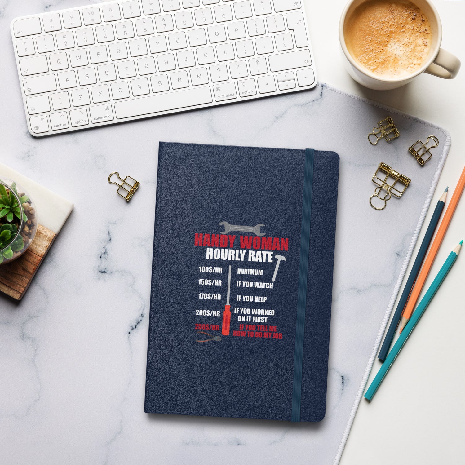 Hourly Rate Hardcover bound notebook
