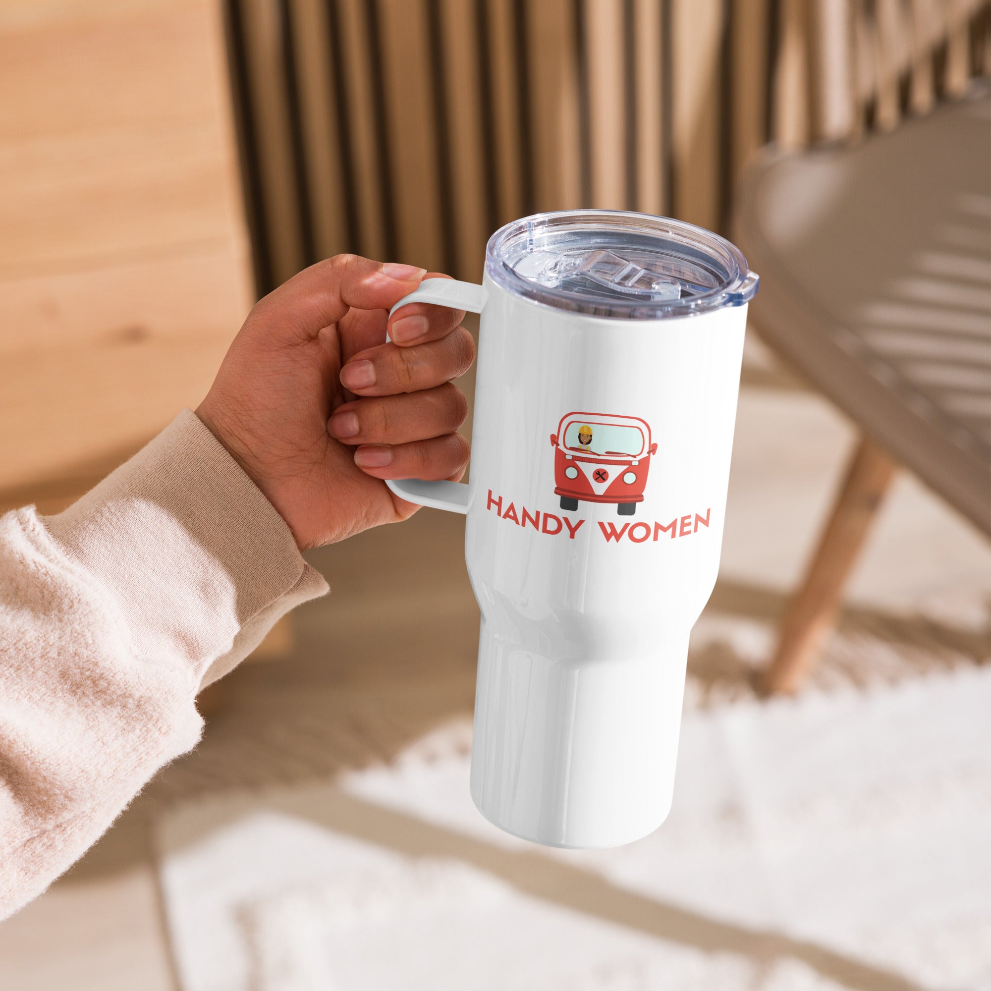 Handy Women Logo Travel mug with a handle