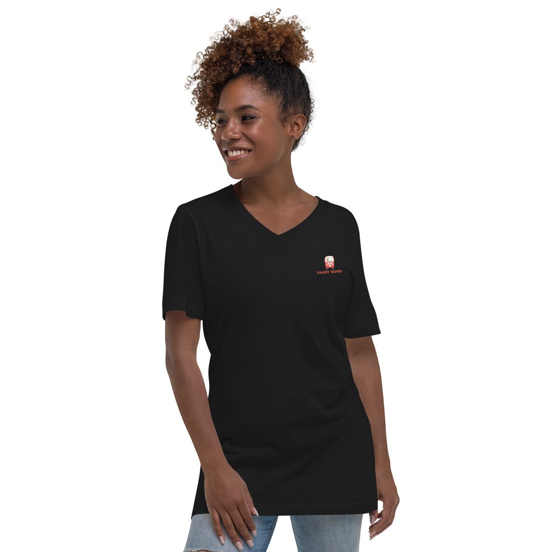 Handy Women Small Logo Unisex Short Sleeve V-Neck T-Shirt