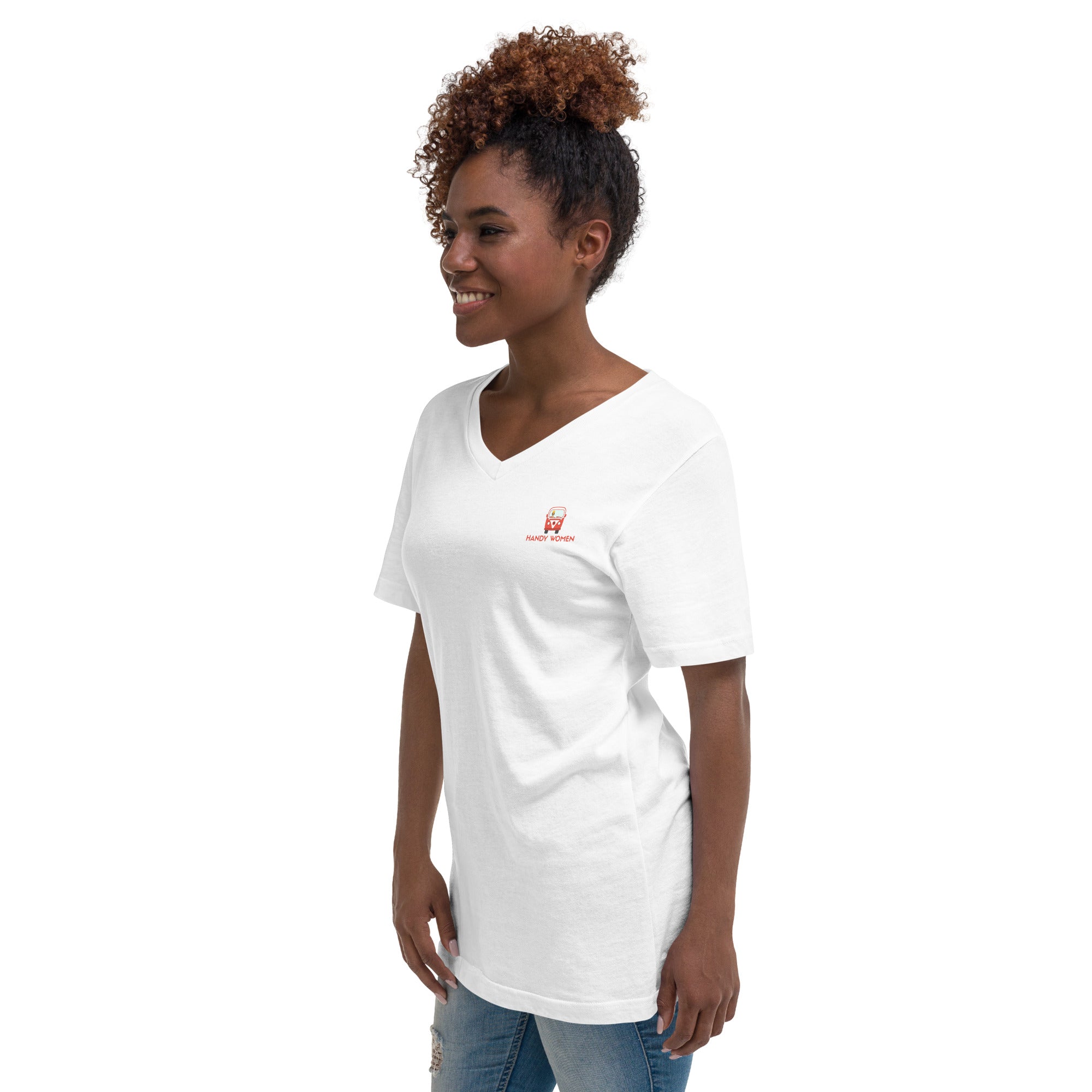 Handy Women Small Logo Unisex Short Sleeve V-Neck T-Shirt